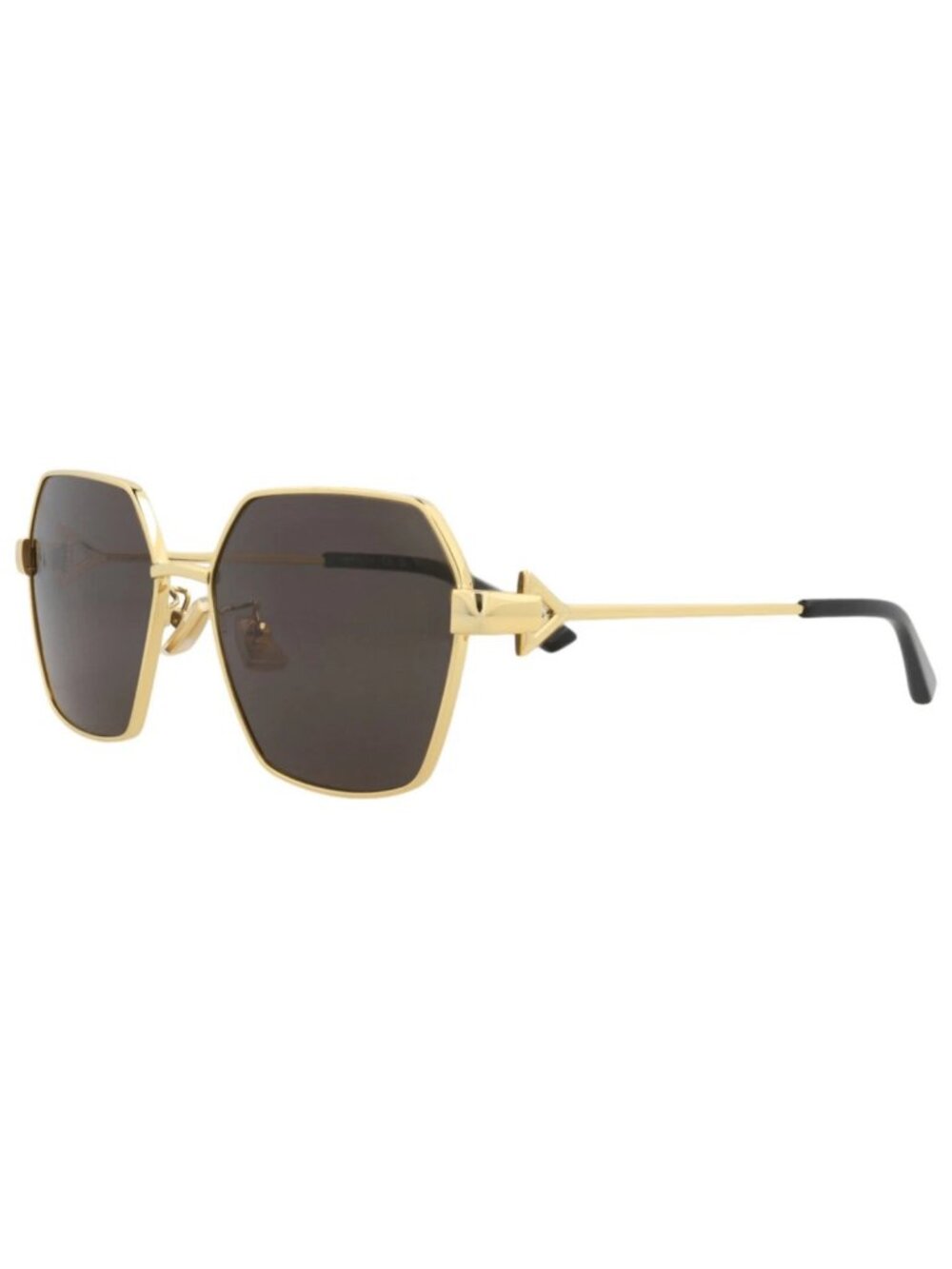 New Bottega Veneta Women's Sunglasses Square Rectangle Metal Frame Gold Gold